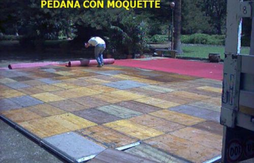 Platform covered with carpet